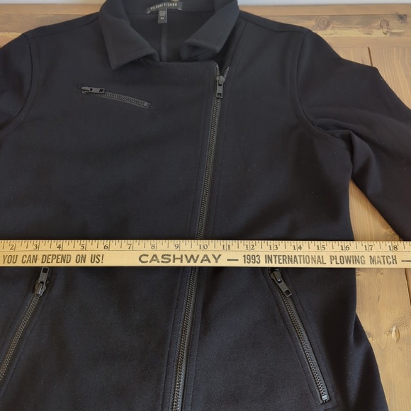 Eileen Fisher Black Asymmetrical Zip Jacket - Picture 7 of 10